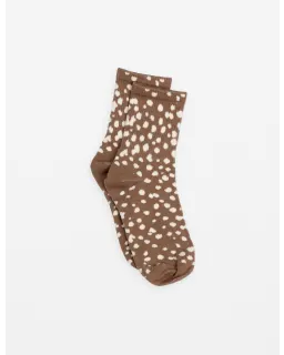 Socks | Crew Dotty Taupe & White