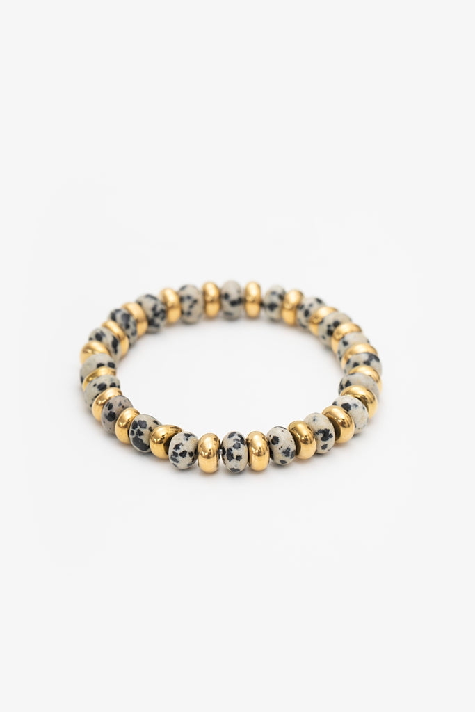 Dalmatian & Gold Stretch Bracelet