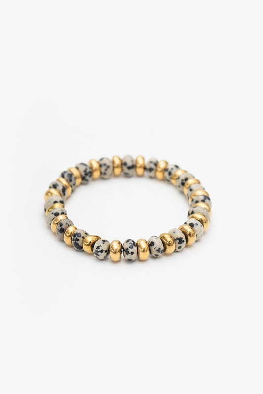 Dalmatian & Gold Stretch Bracelet