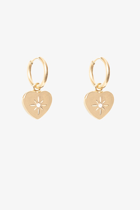 Lustre Heart Huggie | Gold