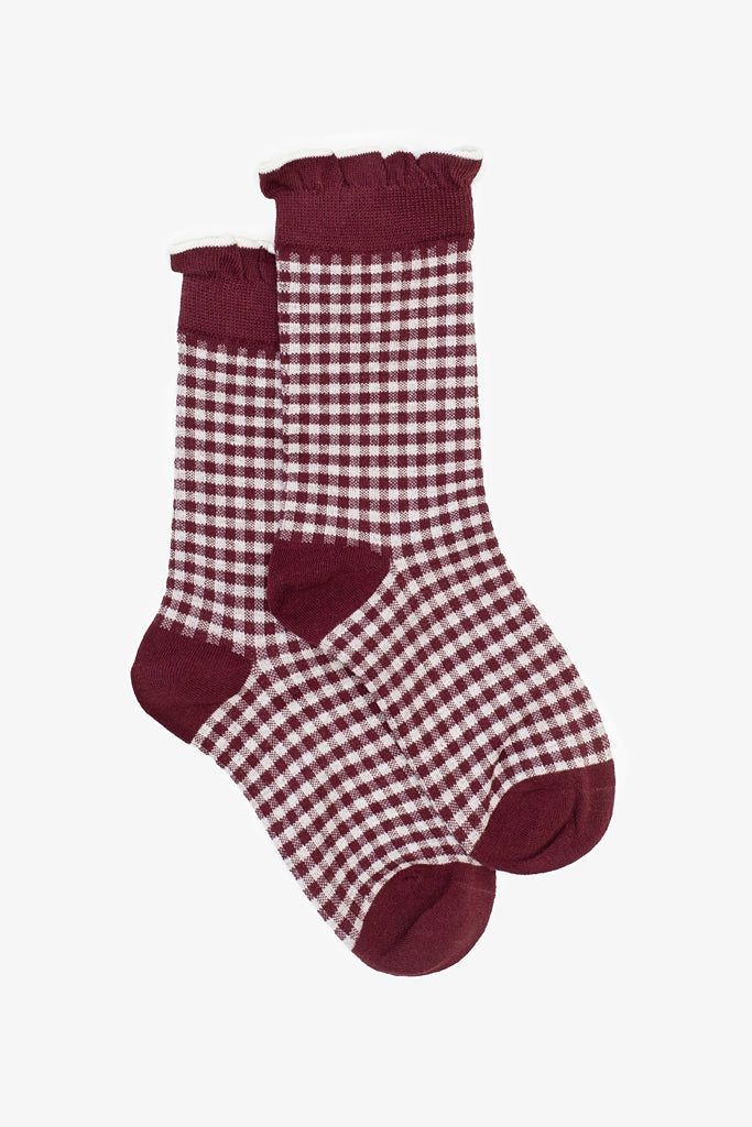 Sock | Merlot Ruffle Gingham