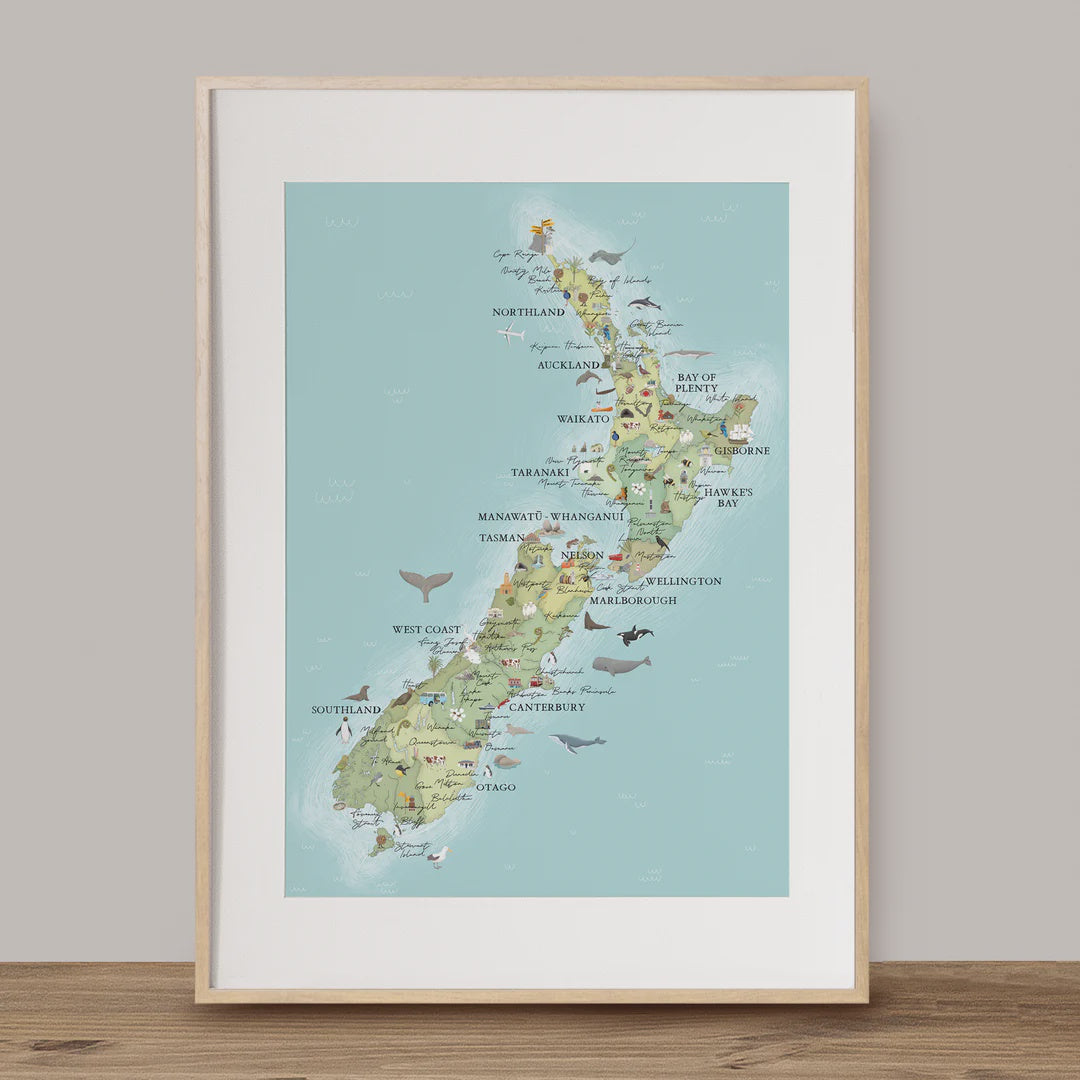 Art Print | New Zealand Icons Map