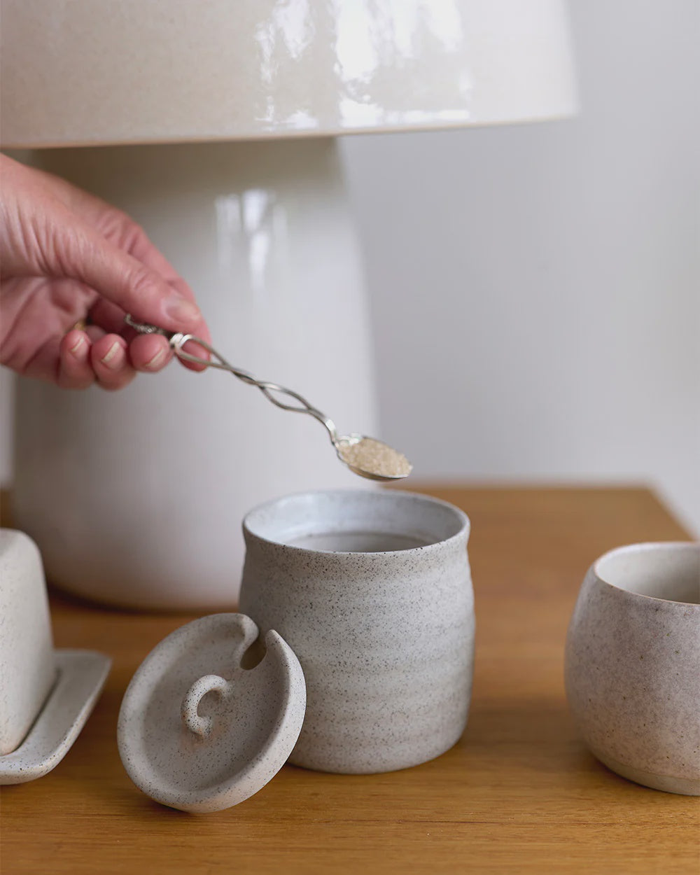 Sugar Bowl w Lid | White Garden to Table