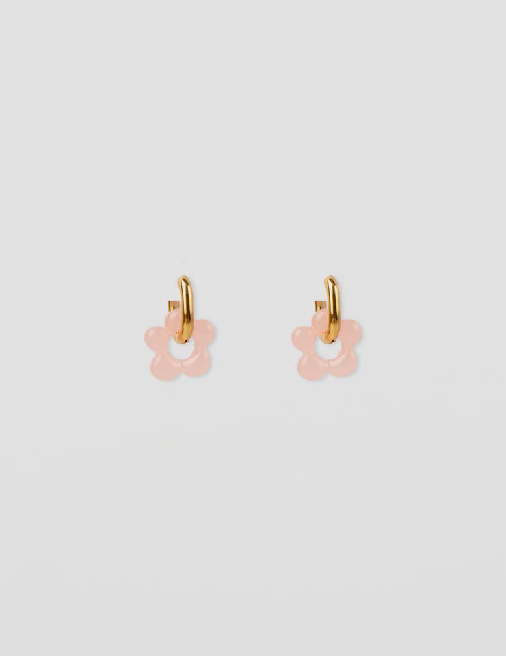 Gold Oblong Hoop with Resin Flower