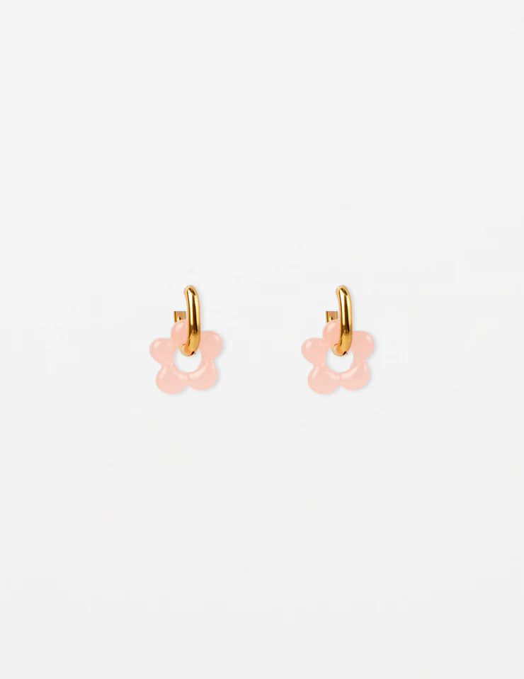 Gold Oblong Hoop with Resin Flower