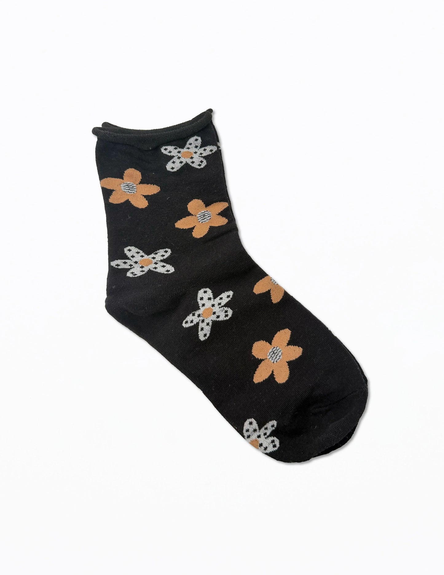 Socks | Black with Spotty Daisies
