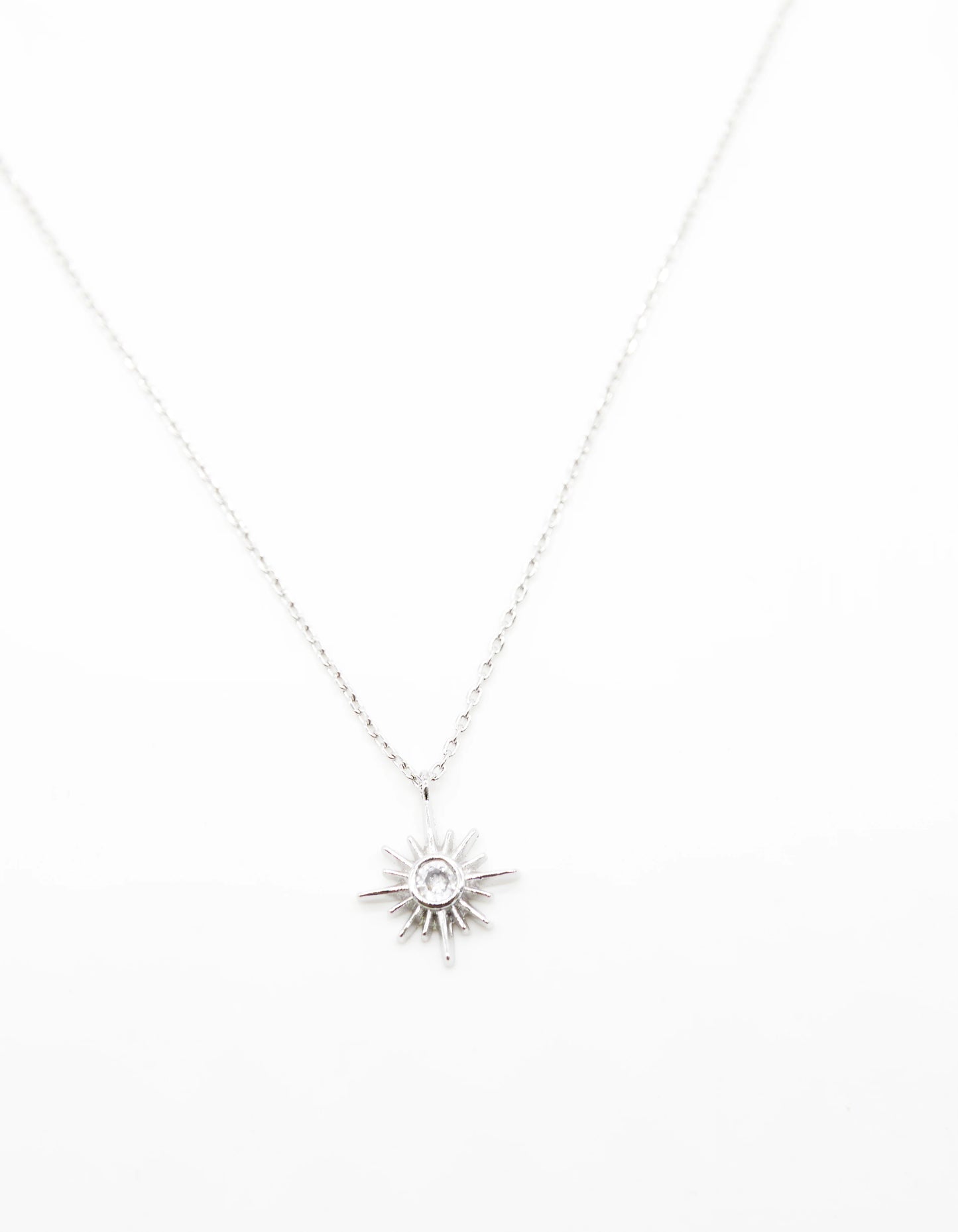 Silver Sunshine w Crystal Centre Necklace