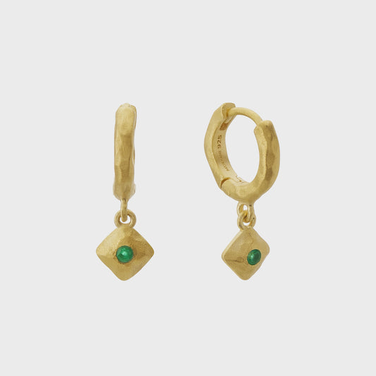 Wandering Soul Green Onyx Huggie Earrings