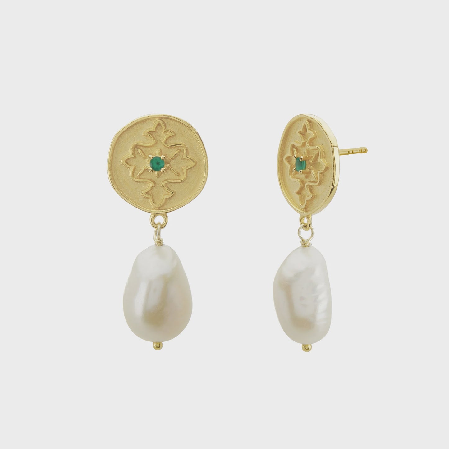 Wandering Soul Green Onyx & Pearl Earrings