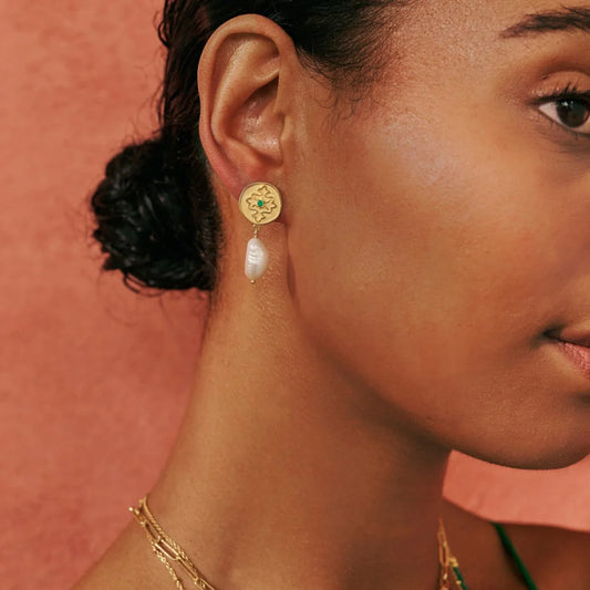 Wandering Soul Green Onyx & Pearl Earrings