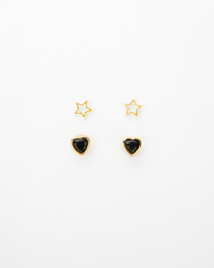 Set of 2 Stars and Hearts Earrings