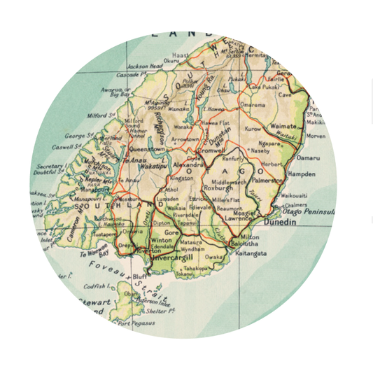Ink Bomb | Southland & Otago Map Wall Sticker - Round - Found My Way Invercargill