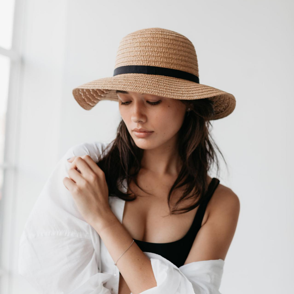 Sophie | So Shady Ribbon Hat - Natural w Black - Found My Way Invercargill