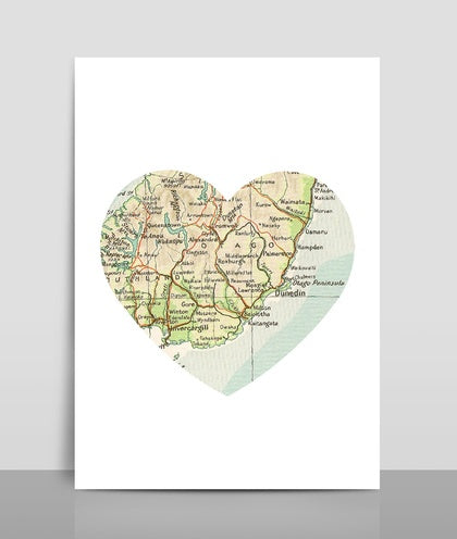 Ink Bomb | Southland & Otago Map Wall Sticker - Heart - Found My Way Invercargill