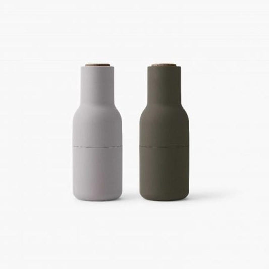 Menu | Bottle Grinder Set - Hunting Green & Beige w Walnut Lid - Found My Way Invercargill