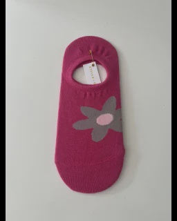 No Show Socks | Hot Pink w White Flowers