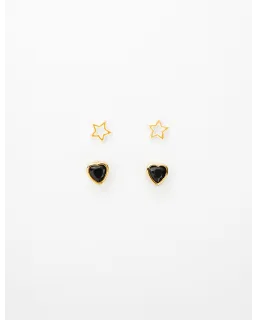 Set of 2 Stars and Hearts Earrings