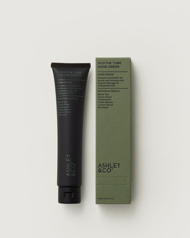 Ashley & Co Soothe Tube hand cream 75ml, Gone Green – Mortar & Pestle scent