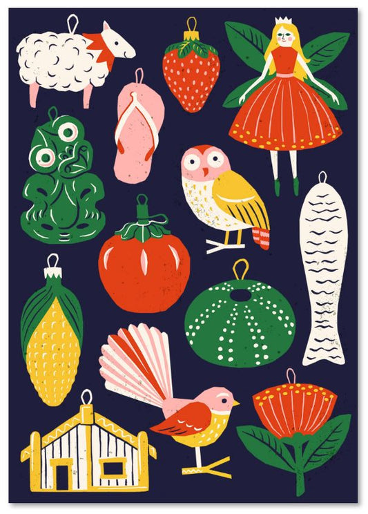 Card | Kiwi Christmas Ornaments