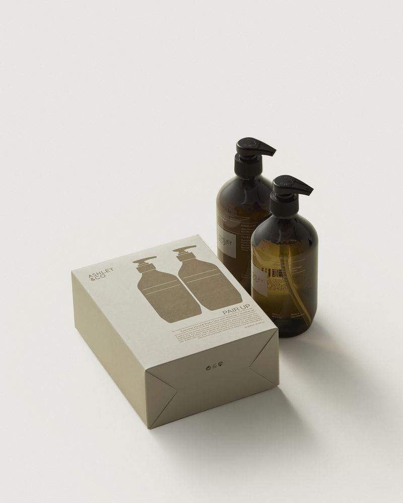 Ashley & Co Pair Up gift set with Washup hand wash and Sootherup lotion bottles