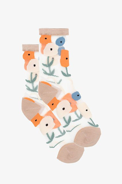 Antler | Spring Poppies Sheer Sock