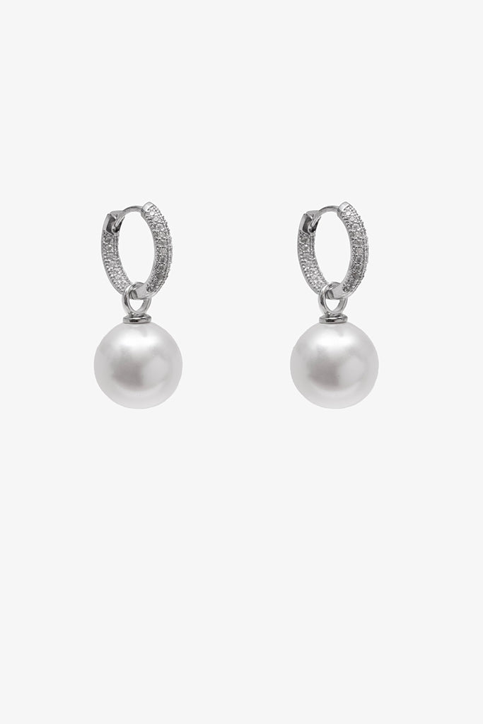 Diamante Pearl Drop Earring | Silver