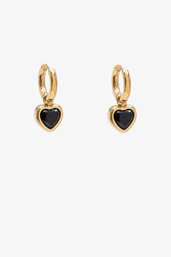 Black Heart Earring | Gold