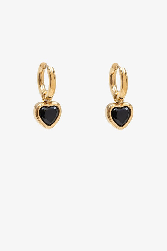 Black Heart Earring | Gold