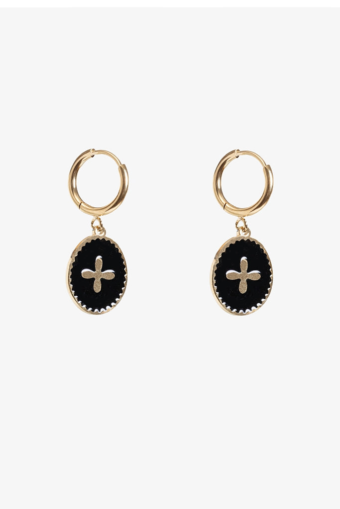 Black X Earring | Gold