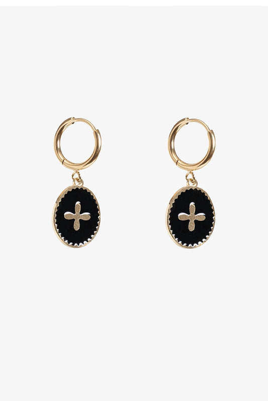 Black X Earring | Gold