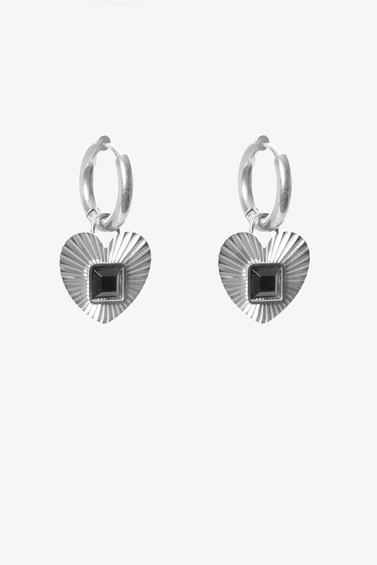 Antler | Midnight Embrace Fluted Heart Earrings