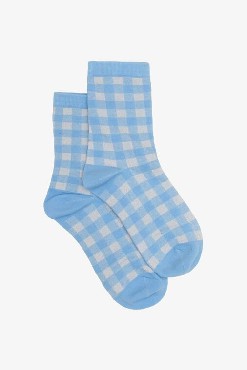 Sock | Blue & Silver Gingham