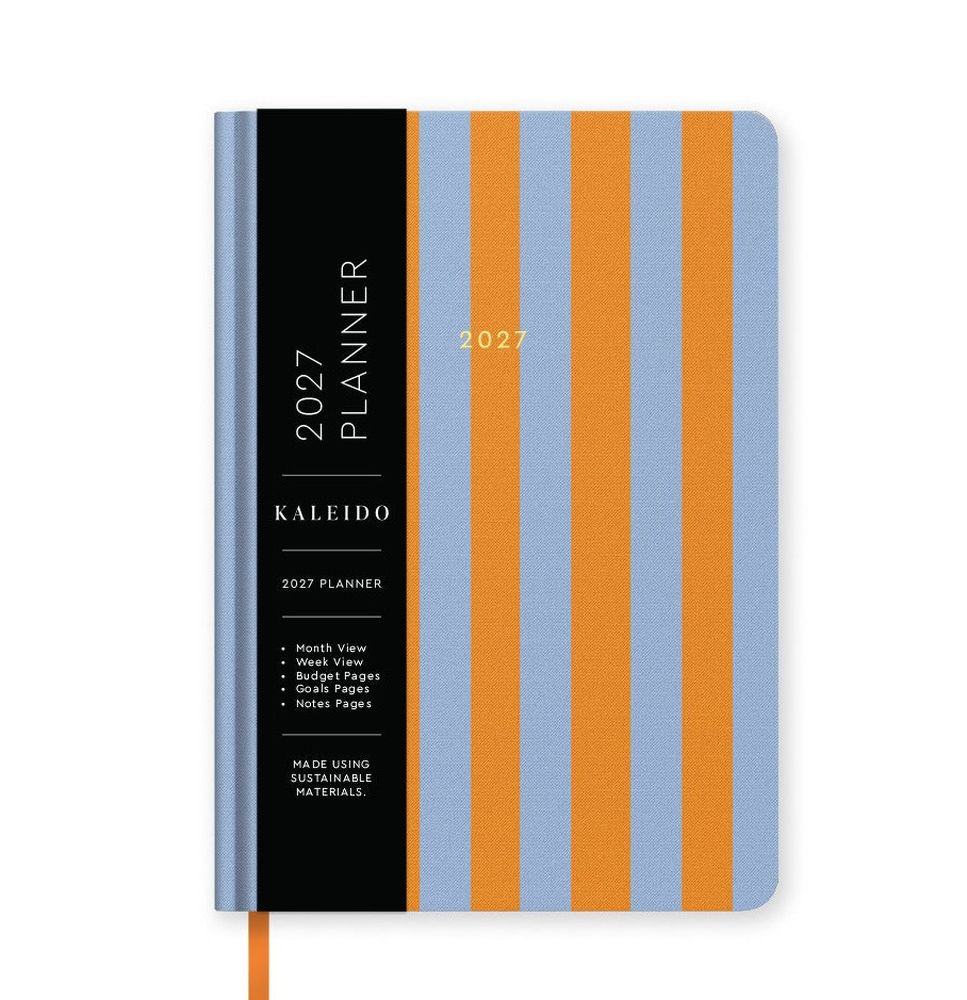 2027 Diary A5 Hard Cover | Kaleido - Blue & Orange Stripe