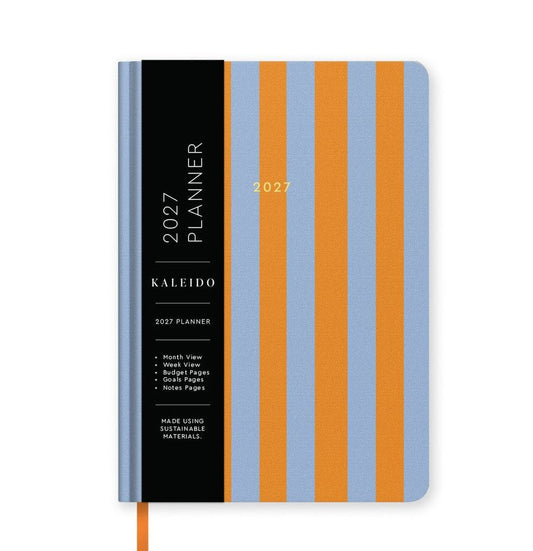 2027 Diary A5 Hard Cover | Kaleido - Blue & Orange Stripe