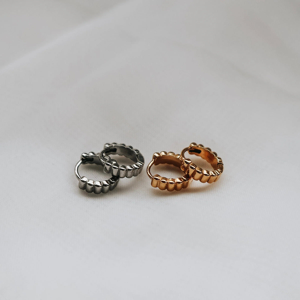 Mini Ribbed Hoop Earrings