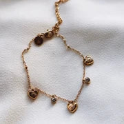 Heart and CZ Charm Bracelet
