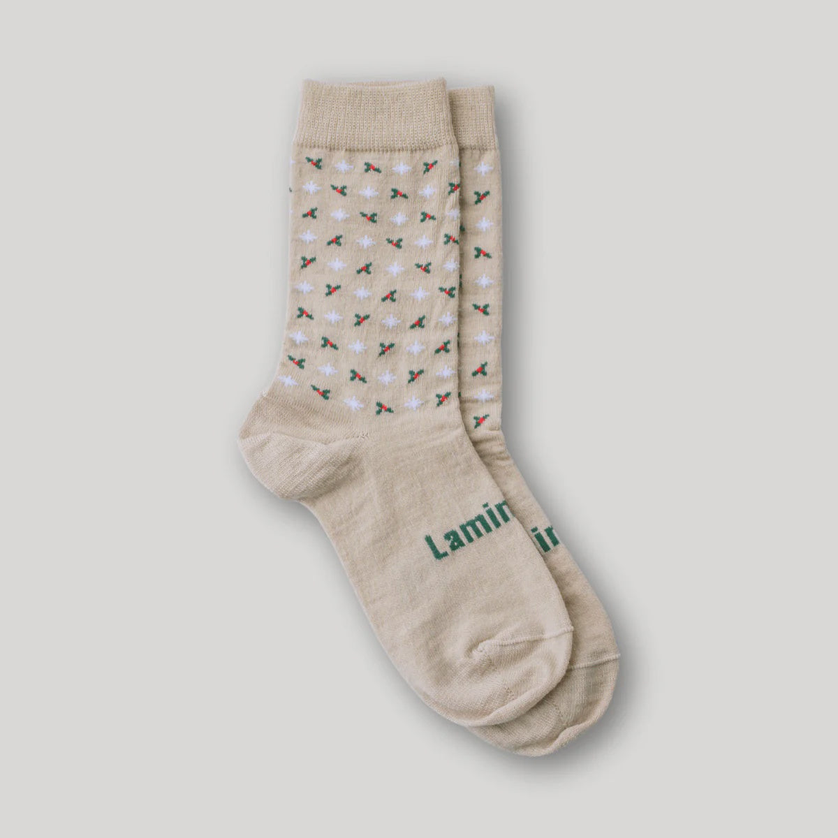 Lamington | Christmas Merino Crew Sock - Holly