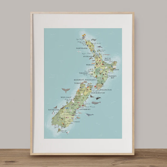 Art Print | New Zealand Icons Map