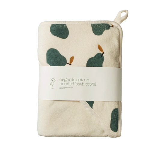 Organic Cotton Hooded Towel | Pear Print