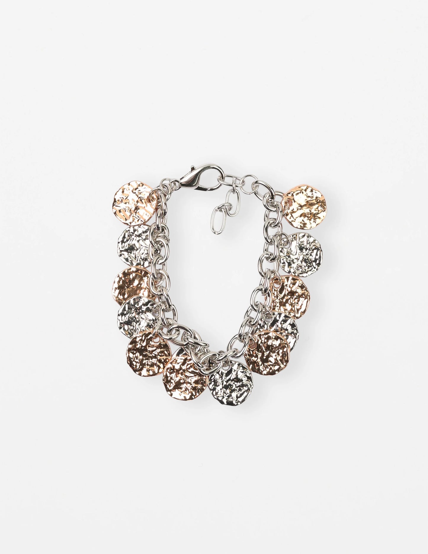 Gold and Silver Beaten Medallions Bracelet