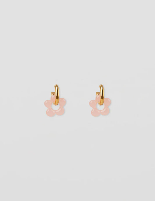 Gold Oblong Hoop with Resin Flower
