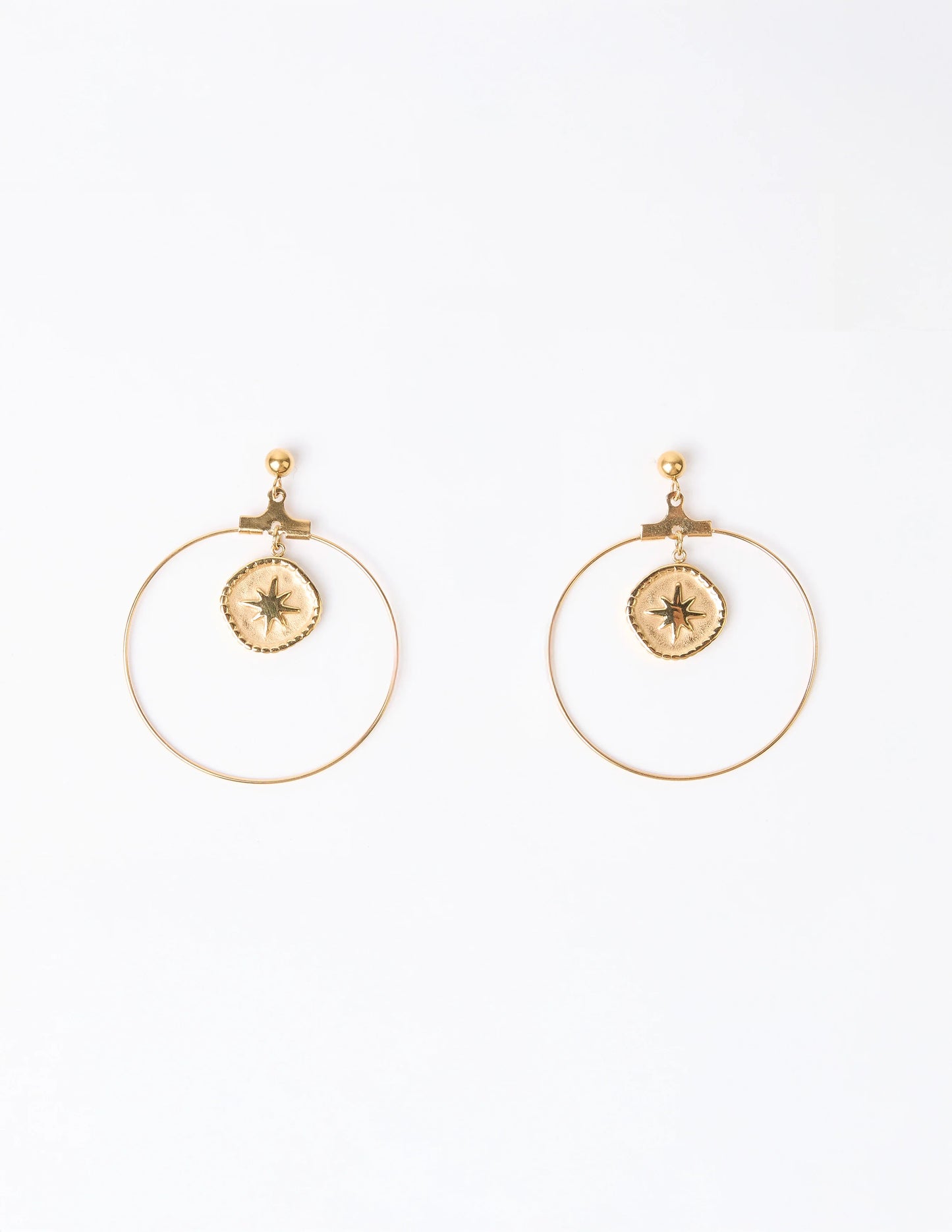 Gold Hoop with Centre Pendant Star