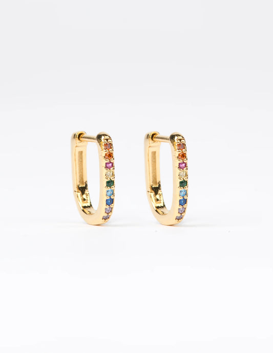 Square Hoop Crystal Earrings