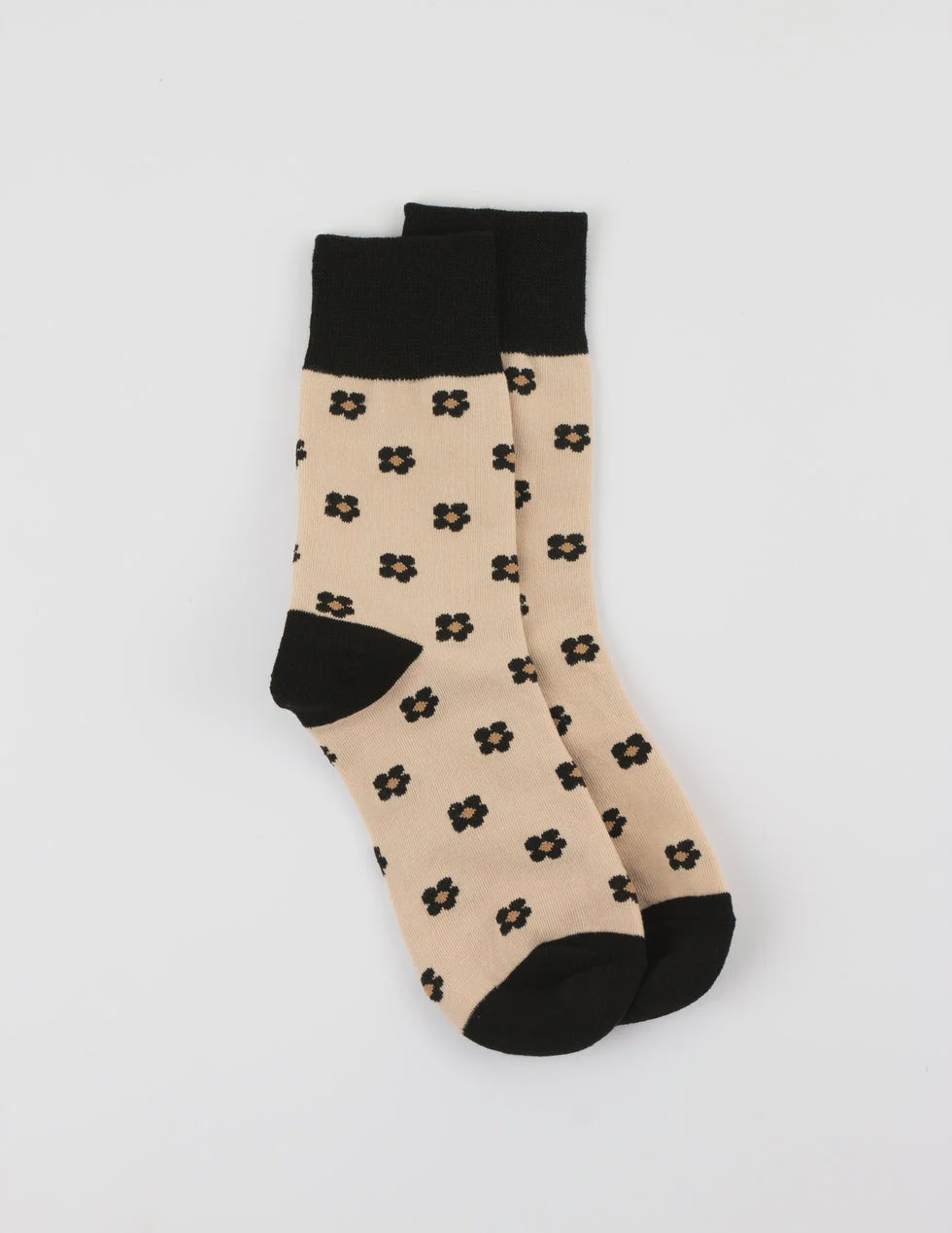 Stella + Gemma | Taupe w Black Flowers Sock