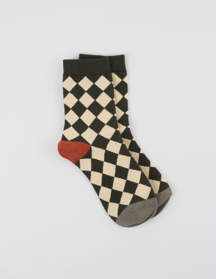 Stella + Gemma | Checkerboard Sock - Black & Cream