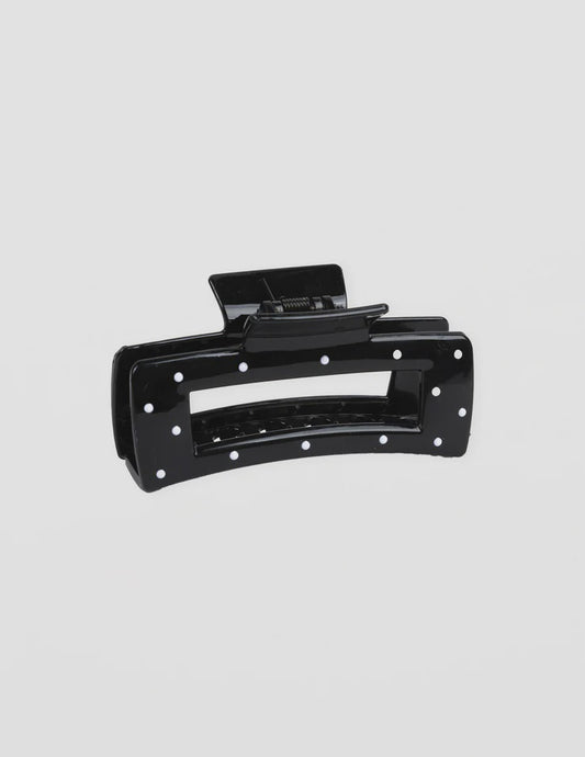 Hair Claw | Oblong Black Dotty