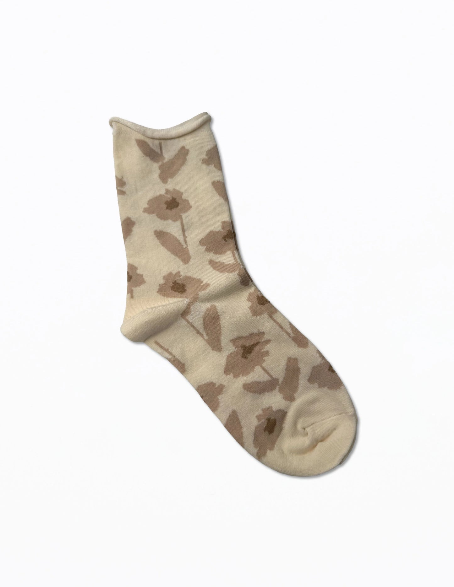 Socks | Cream with Blurred Beige Flowers