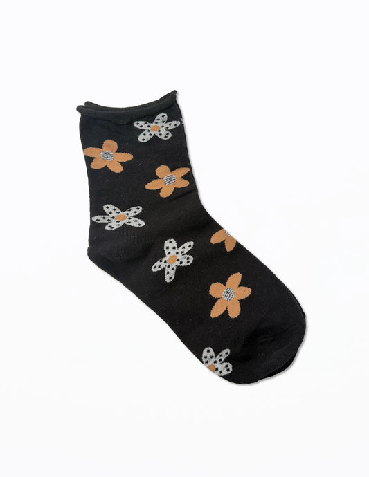 Socks | Black with Spotty Daisies