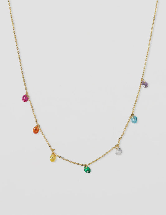 Gold Rainbow Beads Necklace