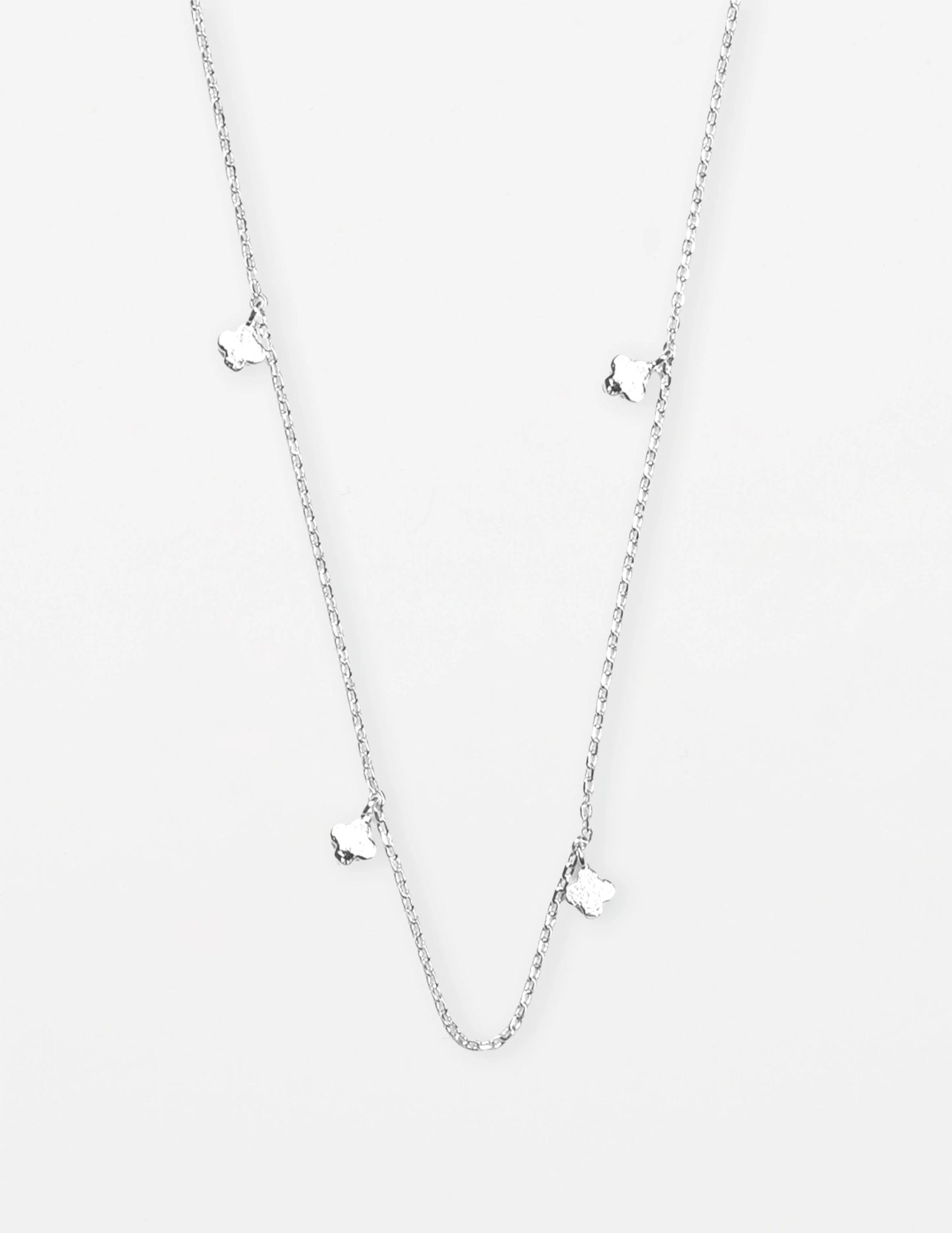 Silver w Solid Flowers Necklace